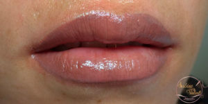 Résultat d'un maquillage permanent des lèvres nude Sabine Valenti